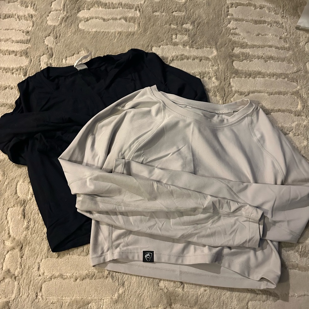 Alphalete Women’s Cropped Long-Sleeve Shirts - Size Small (Black & Gray)